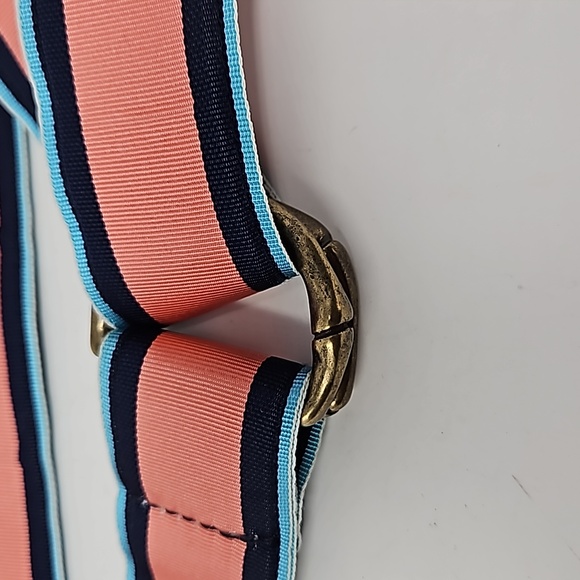 J Crew Preppy Ribbon Loop Belt Pink Blues Stripes Unisex 40" Long - Picture 2 of 5